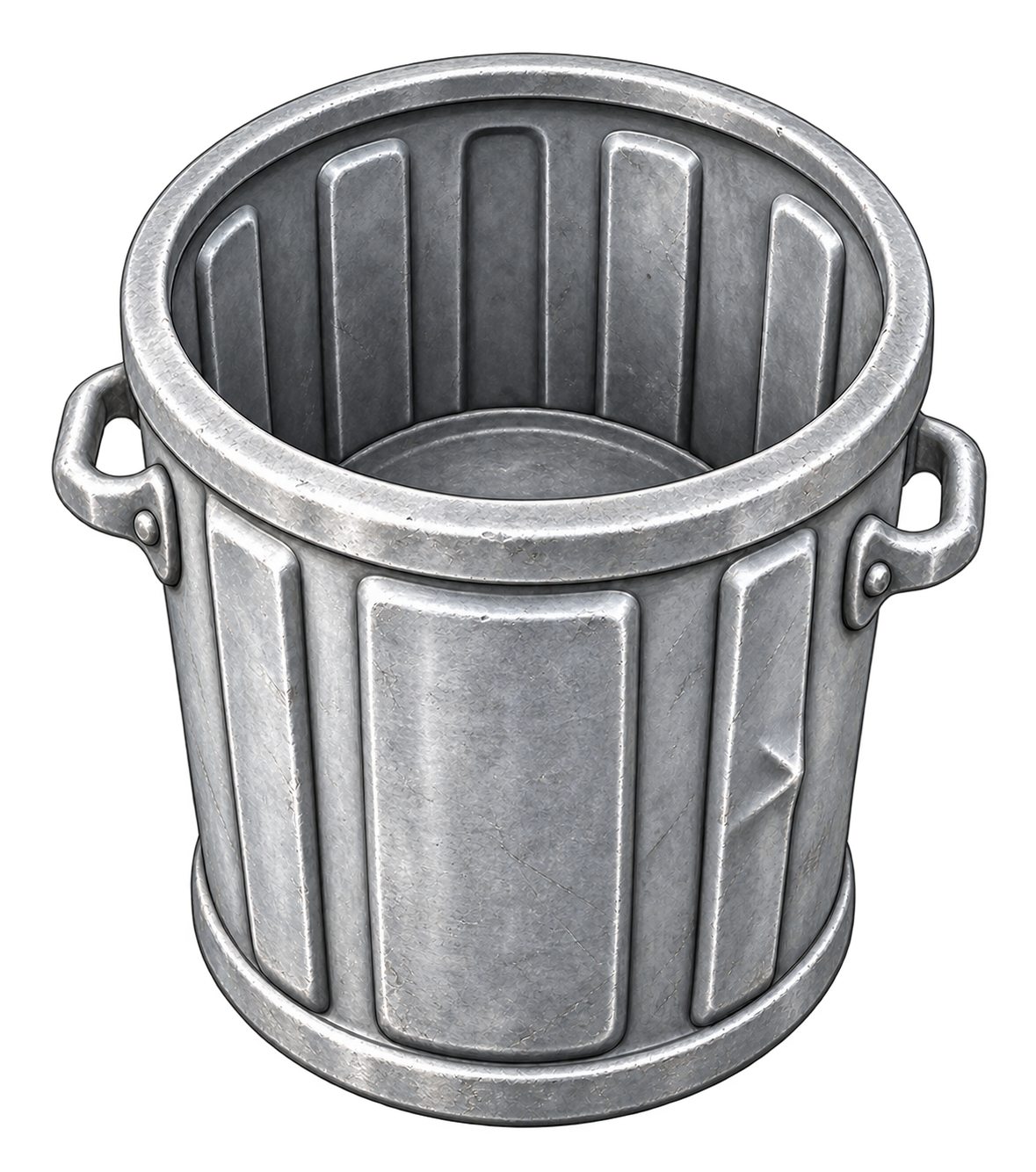 Silver trash can